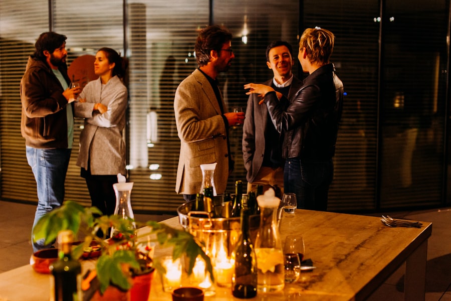 Guests networking at corporate event